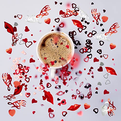 4000 Pieces Valentine Day Confetti Red Silver Mix Love Heart Confetti for Valentine's Day Wedding Anniversary Party