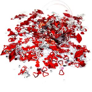 4000 Pieces Valentine Day Confetti Red Silver Mix Love Heart Confetti for Valentine's Day Wedding Anniversary Party