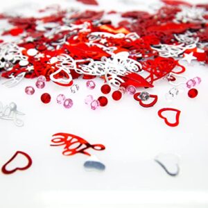 4000 Pieces Valentine Day Confetti Red Silver Mix Love Heart Confetti for Valentine's Day Wedding Anniversary Party