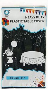 d&z 3 pack black plastic tablecloth table cloth 84″ round disposable table cover for party birthday wedding christmas