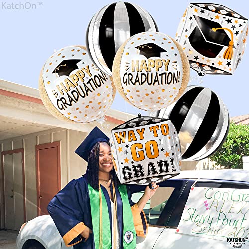 Big, 22 Inch Happy Graduation Balloons 2023 - Pack of 6 | Graduation Mylar Balloons for Black and Silver Graduation Party Decorations 2023 | Congrats Balloon, Kindergarten Graduation Decorations 2023