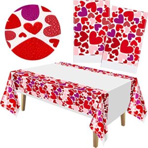 valentine tablecloth disposable plastic valentines table cover multi-color hearts tablecloth for valentine’s day party supplies, 42 x 70 inch (2)