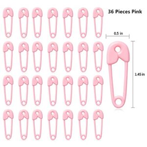 Mini Plastic Safety Pin Girl Baby Shower Table Decor 72Pcs Pins Baby Shower Favor Charms(36 Pink + 36 Blue)