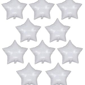 18 Inch White Star Balloons Foil Balloons Mylar Balloons for Party Decorations Balloons,Pack of 10