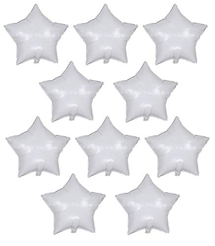 18 Inch White Star Balloons Foil Balloons Mylar Balloons for Party Decorations Balloons,Pack of 10