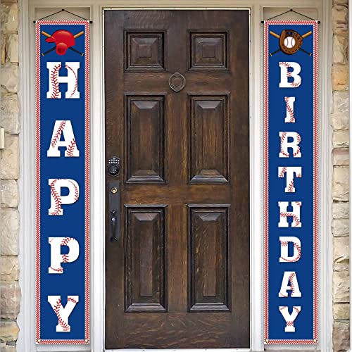 Baseball Happy Birthday Porch Banner Boy Sports Themed Birthday Party Front Door Sign Wall Hanging Banner Decoration