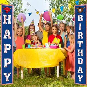 Baseball Happy Birthday Porch Banner Boy Sports Themed Birthday Party Front Door Sign Wall Hanging Banner Decoration