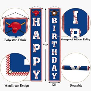 Baseball Happy Birthday Porch Banner Boy Sports Themed Birthday Party Front Door Sign Wall Hanging Banner Decoration