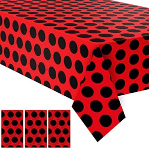 ladybug party supplies ladybug tablecloth 54 x 108 inch red ladybug dot table cover rectangle waterproof plastic for ladybug theme baby shower birthday party picnic decorations (3 pack)