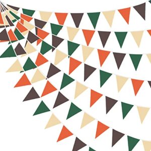 32ft orange green brown party decorations triangle flag pennant bunting fabric garland for jungle safari animal party zoo themed wild one forest baby shower fall wedding birthday decoration