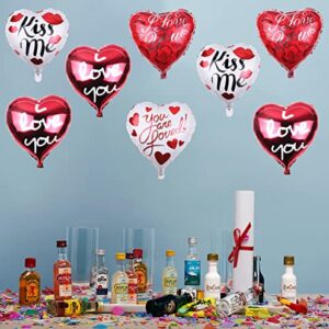 20Pcs Happy Valentines Day Foil Balloons Party Decorations Supplies, Heart Shaped I Love You Kiss Me Valentines Foil Balloons Romantic Love Decorations