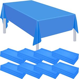 28 pack disposable plastic tablecloth rectangle table cover 54 x 108 inches, disposable table clothes for rectangle tables rectangular plastic table cloths for picnic camping party wedding (blue)
