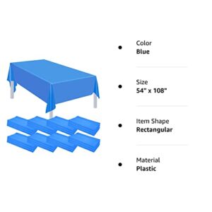 28 Pack Disposable Plastic Tablecloth Rectangle Table Cover 54 x 108 Inches, Disposable Table Clothes for Rectangle Tables Rectangular Plastic Table Cloths for Picnic Camping Party Wedding (Blue)