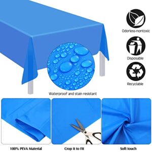 28 Pack Disposable Plastic Tablecloth Rectangle Table Cover 54 x 108 Inches, Disposable Table Clothes for Rectangle Tables Rectangular Plastic Table Cloths for Picnic Camping Party Wedding (Blue)