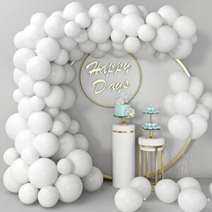 matte white party latex balloons,100 pcs 12/10/5 inch matte white balloons different sizes, matte white balloon garland arch kit for birthday party decorations wedding bridal gender reveal baby shower