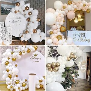 Matte White Party Latex Balloons,100 Pcs 12/10/5 Inch Matte White Balloons Different Sizes, Matte White Balloon Garland Arch Kit for Birthday Party Decorations Wedding Bridal Gender Reveal Baby Shower