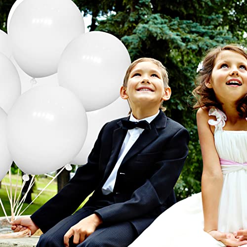 Matte White Party Latex Balloons,100 Pcs 12/10/5 Inch Matte White Balloons Different Sizes, Matte White Balloon Garland Arch Kit for Birthday Party Decorations Wedding Bridal Gender Reveal Baby Shower