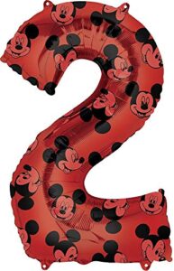 mayflower 33″ anagram number 2 red mickey mouse foil balloon, multicolor