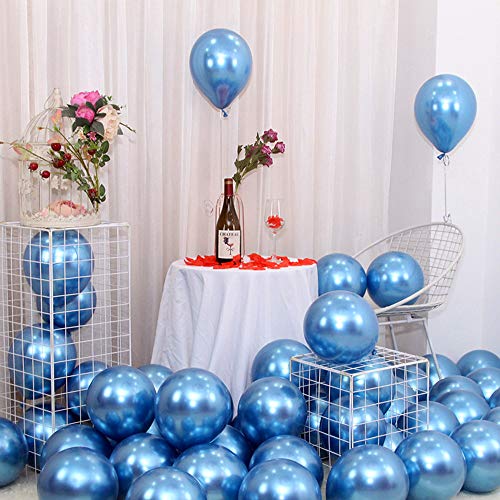 Chrome Metallic Balloons for Party 50 pcs 12 inch Thick Latex balloons for Birthday Wedding Engagement Anniversary Festival Picnic or any Friends & Family Party Decorations-Navy blue