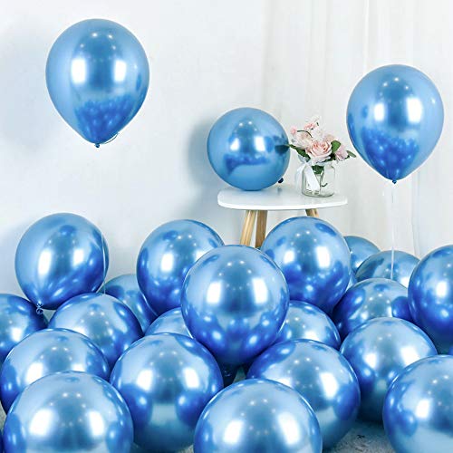 Chrome Metallic Balloons for Party 50 pcs 12 inch Thick Latex balloons for Birthday Wedding Engagement Anniversary Festival Picnic or any Friends & Family Party Decorations-Navy blue