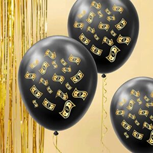 Money Themed Birthday Banner & Latex Balloons Decoration KIT Dollar Bill Party Decorations for Birthdays Baby Showers Casino Weddings Bachelorette Retirement Anniversary Graduations Party