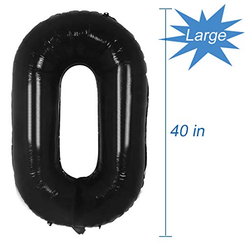 Tellpet Black Number 10 Balloons, 10th Birthday Party Balloons, 40 Inch