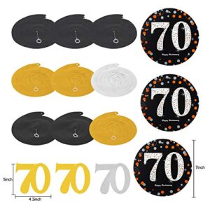 Yoaokiy 70th Anniversary Decorations Kit - 16Pcs - Including 1Pcs Happy 70th Anniversary Banner, 9Pcs 70 Hanging Swirl, 6Pcs Poms - 70th Wedding Anniversary Party Decorations Supplies…