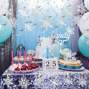 Containlol 30 Pieces Snowflake Hanging Swirls Decorations, Christmas Ceiling Decor Purple Blue White Snowflakes for Winter Holiday New Year Birthday Party Favors Baby Shower Supplies (Silver)