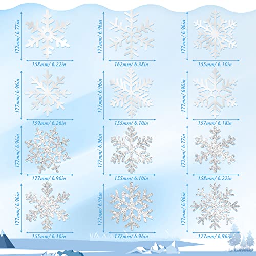 Containlol 30 Pieces Snowflake Hanging Swirls Decorations, Christmas Ceiling Decor Purple Blue White Snowflakes for Winter Holiday New Year Birthday Party Favors Baby Shower Supplies (Silver)