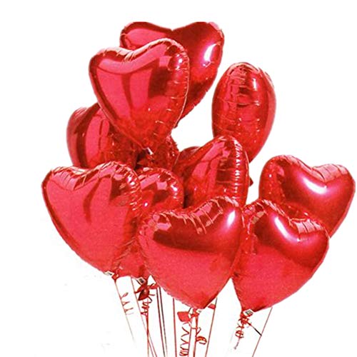 Ximkee 18 Inch Red Heart Foil Helium Balloons(10 PK) Valentines Day Wedding Engagement Decorations