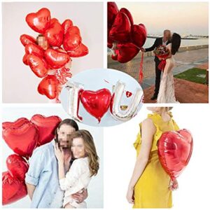 Ximkee 18 Inch Red Heart Foil Helium Balloons(10 PK) Valentines Day Wedding Engagement Decorations