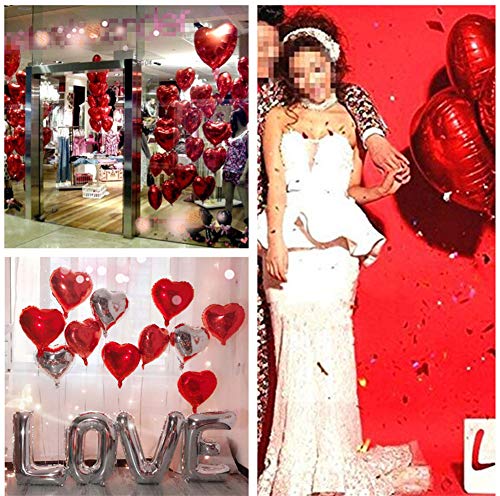 Ximkee 18 Inch Red Heart Foil Helium Balloons(10 PK) Valentines Day Wedding Engagement Decorations