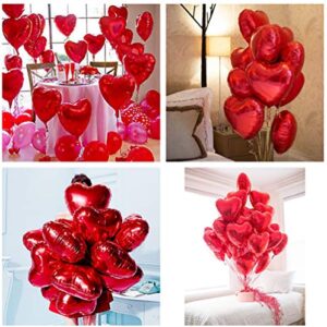 Ximkee 18 Inch Red Heart Foil Helium Balloons(10 PK) Valentines Day Wedding Engagement Decorations