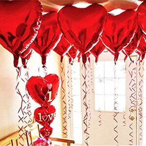 Ximkee 18 Inch Red Heart Foil Helium Balloons(10 PK) Valentines Day Wedding Engagement Decorations