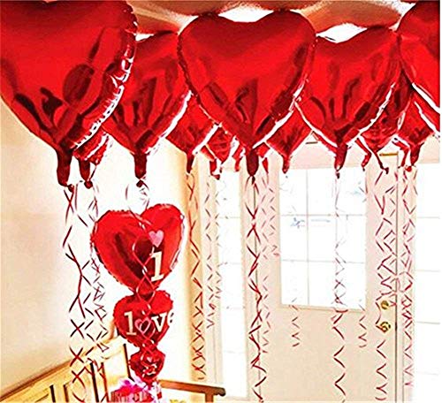 Ximkee 18 Inch Red Heart Foil Helium Balloons(10 PK) Valentines Day Wedding Engagement Decorations