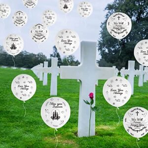 100Pcs Memorial Balloons, White Remembrance Funeral Celebration Latex Balloons, Miss You Forever Love You Always We Will Never Forget You Balloons for Funeral Memorial Services Supplies