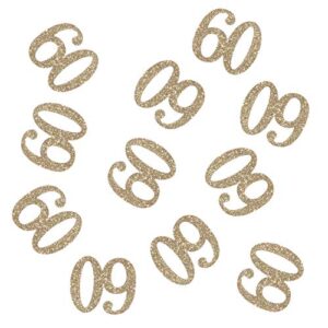 100 pcs gold glitter number 60 table confetti 60th birthday / anniversary celebrating decorations