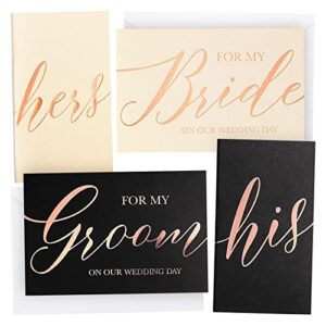 wedding vow books, his and hers booklets with envelopes, rose gold foil (30 pages each)