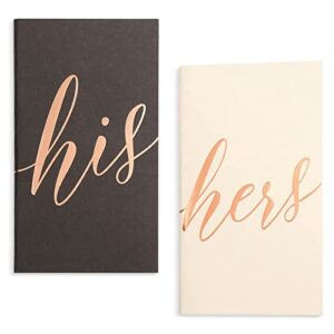 Wedding Vow Books, His and Hers Booklets with Envelopes, Rose Gold Foil (30 Pages Each)