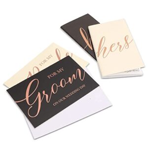 Wedding Vow Books, His and Hers Booklets with Envelopes, Rose Gold Foil (30 Pages Each)