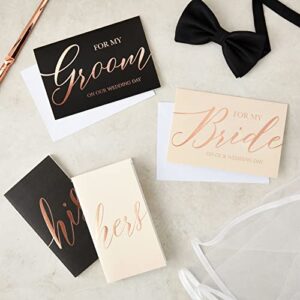 Wedding Vow Books, His and Hers Booklets with Envelopes, Rose Gold Foil (30 Pages Each)