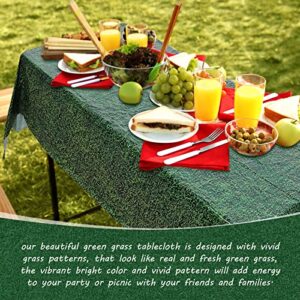 Disposable Green Grass Field Plastic Tablecloth Grass Print Table Covers 54 x 108 Inches Football Baseball Party Table Decor for Sports Theme Parties Decorations and Supplies(3 Piece)