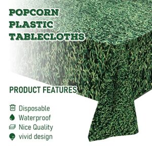 Disposable Green Grass Field Plastic Tablecloth Grass Print Table Covers 54 x 108 Inches Football Baseball Party Table Decor for Sports Theme Parties Decorations and Supplies(3 Piece)