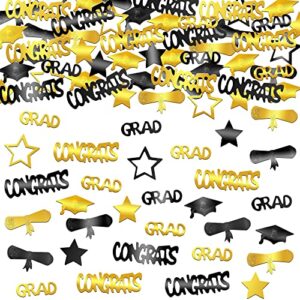 congrats grad graduation confetti 2023 – pack of 1300 | black and gold graduation party decorations 2023 | congrats grad confetti, graduation table decorations | class of 2023 graduation decorations