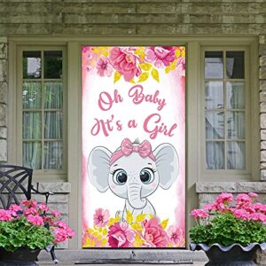 dill-dall girl baby shower door banner, oh baby it’s a girl sign, girl baby shower / gender reveal / welcome baby photography background