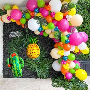 137pcs flamingo tropical balloon garland arch kit- luau hawaiian party decorations with multicolor pineapple cactus foil balloons for encanto fiesta aloho moana themed birthday baby shower summer beach party