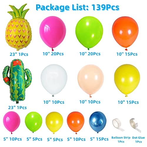 137Pcs Flamingo Tropical Balloon Garland Arch Kit- Luau Hawaiian Party Decorations with Multicolor Pineapple Cactus Foil Balloons for Encanto Fiesta Aloho Moana Themed Birthday Baby Shower Summer Beach Party