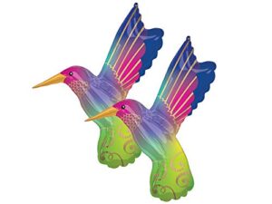 set of 2 colorful bright hummingbird jumbo 36″ foil party balloons