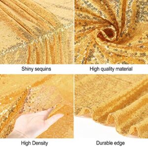 4 Pack 60 x 102 Inch Sequin Tablecloth Seamless Drape Table Cloth Fabric Rectangular Glitter Table Cover for Wedding Party Bridal Shower Baby Shower (Gold)