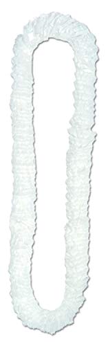 Soft-Twist Poly Leis w/Labeled Box (white), 50 White Leis Per Package